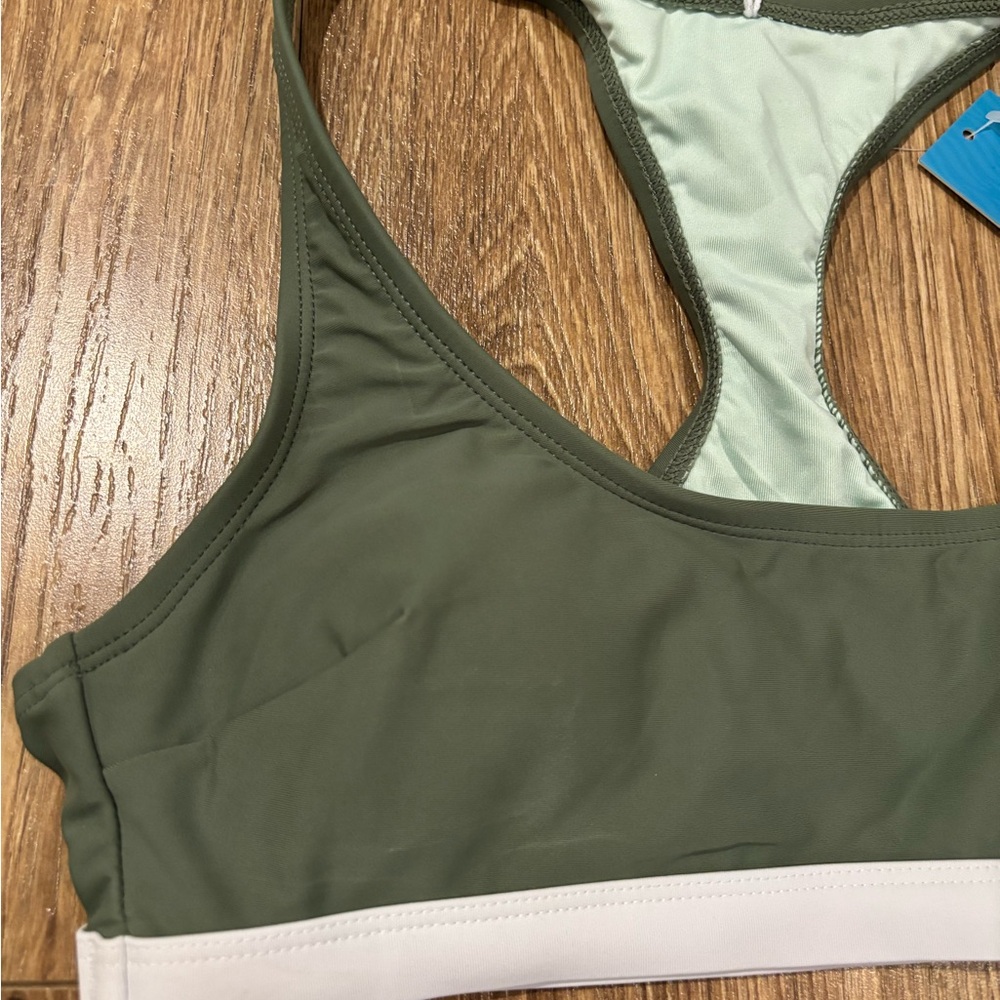 Cupshe Green and Black Bikini Set Minimalist Swimwear - Picture 3 of 4
